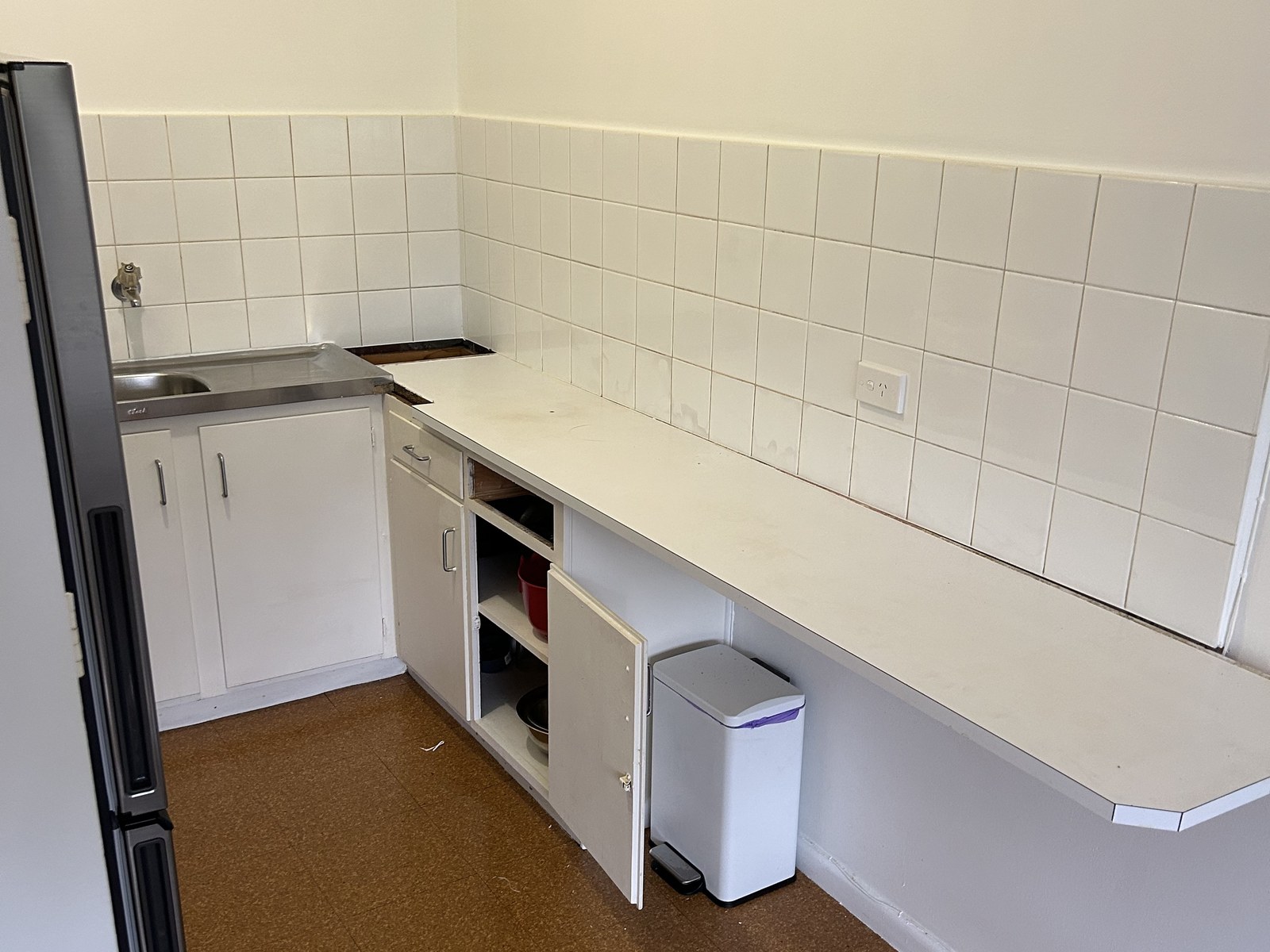 Kitchen benchtop install — before